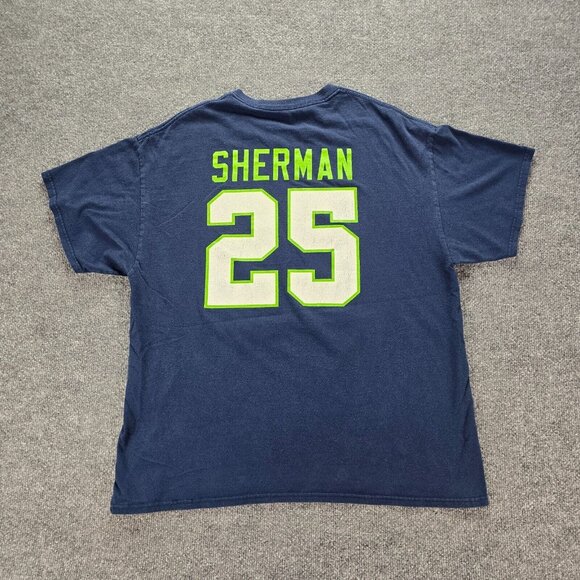 Seattle Seahawks Tshirt Mens XL Blue Short Sleeve NFL Football #25 Sherman - Picture 7 of 9